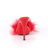 Rot 13 cm POISE-501F Mules Schuhe mit Marabou Federn - Plüsch