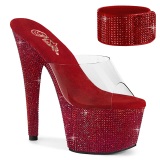 Rot 18 cm 712RS pleaser high heels mit knöchelmanschette strass plateau