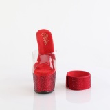 Rot 18 cm 712RS pleaser high heels mit knöchelmanschette strass plateau