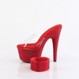 Rot 18 cm 712RS pleaser high heels mit knöchelmanschette strass plateau