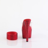 Rot 18 cm 712RS pleaser high heels mit knöchelmanschette strass plateau