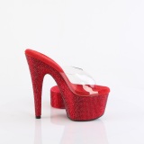 Rot 18 cm 712RS pleaser high heels mit knöchelmanschette strass plateau