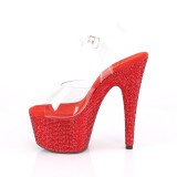 Rot 18 cm BEJEWELED-708DM plateau high heels mit strass steinen