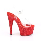 Rot 18 cm BEJEWELED-708DM plateau high heels mit strass steinen