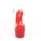 Rot 18 cm BEJEWELED-708DM plateau high heels mit strass steinen