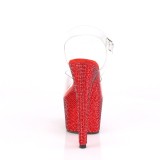 Rot 18 cm BEJEWELED-708DM plateau high heels mit strass steinen