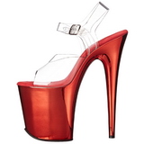 Rot 20 cm FLAMINGO-808 Chrome Plateau High Heels