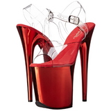 Rot 20 cm FLAMINGO-808 Chrome Plateau High Heels