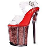 Rot 20 cm FLAMINGO-808G Glitter Plateau High Heels