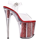 Rot 20 cm FLAMINGO-808G Glitter Plateau High Heels