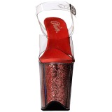 Rot 20 cm FLAMINGO-808G Glitter Plateau High Heels