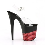 Rot 20 cm FLAMINGO-808HFN Hologramm plateau high heels
