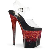 Rot 20 cm FLAMINGO-808SS glitter plateau high heels