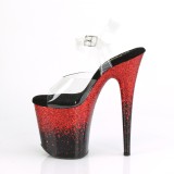 Rot 20 cm FLAMINGO-808SS glitter plateau high heels