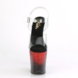 Rot 20 cm FLAMINGO-808SS glitter plateau high heels