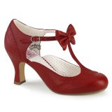 Rot 7,5 cm retro vintage FLAPPER-11 Pinup pumps mit niedrigem absatz