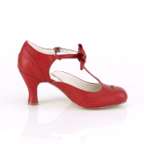 Rot 7,5 cm retro vintage FLAPPER-11 Pinup pumps mit niedrigem absatz