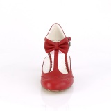 Rot 7,5 cm retro vintage FLAPPER-11 Pinup pumps mit niedrigem absatz