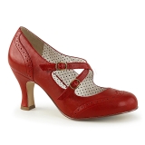 Rot 7,5 cm retro vintage FLAPPER-35 Pinup pumps mit niedrigem absatz