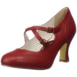 Rot 7,5 cm retro vintage FLAPPER-35 Pinup pumps mit niedrigem absatz