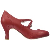 Rot 7,5 cm retro vintage FLAPPER-35 Pinup pumps mit niedrigem absatz