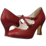 Rot 7,5 cm retro vintage FLAPPER-35 Pinup pumps mit niedrigem absatz