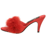 Rot 8 cm AMOUR-03 Mules Schuhe mit Marabou Federn - Plüsch