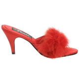 Rot 8 cm AMOUR-03 Mules Schuhe mit Marabou Federn - Plüsch