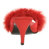 Rot 8 cm AMOUR-03 Mules Schuhe mit Marabou Federn - Plüsch