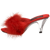 Rot 8 cm BELLE-301F Mules Schuhe mit Marabou Federn - Plüsch