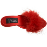 Rot 8 cm BELLE-301F Mules Schuhe mit Marabou Federn - Plüsch