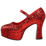 Rot Glitter 11 cm MARYJANE-50G Plateau Pumps Mary Jane