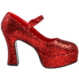 Rot Glitter 11 cm MARYJANE-50G Plateau Pumps Mary Jane