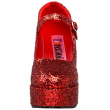 Rot Glitter 11 cm MARYJANE-50G Plateau Pumps Mary Jane