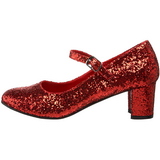 Rot Glitter 5 cm SCHOOLGIRL-50G Pumps Mary Jane