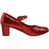 Rot Glitter 5 cm SCHOOLGIRL-50G Pumps Mary Jane