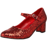 Rot Glitter 5 cm SCHOOLGIRL-50G Pumps Mary Jane