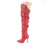 Rot Kunstleder 10 cm CLASSIQUE-3011 Overknees Damenstiefel