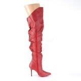 Rot Kunstleder 10 cm CLASSIQUE-3011 Overknees Damenstiefel