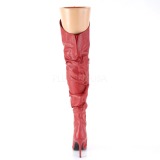 Rot Kunstleder 10 cm CLASSIQUE-3011 Overknees Damenstiefel