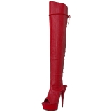 Rot Kunstleder 15 cm DELIGHT-3019 overknee stiefel mit plateausohle