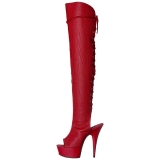 Rot Kunstleder 15 cm DELIGHT-3019 overknee stiefel mit plateausohle