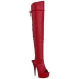 Rot Kunstleder 15 cm DELIGHT-3019 overknee stiefel mit plateausohle