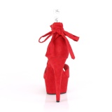 Rot Kunstleder 15 cm DELIGHT-679 high heels mit knöchelschnürung