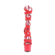 Rot Kunstleder 18 cm ADORE-700-48 high heels mit knöchelschnürung