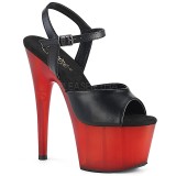 Rot Kunstleder 18 cm ADORE-709T pleaser sandaletten mit plateau