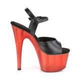 Rot Kunstleder 18 cm ADORE-709T pleaser sandaletten mit plateau