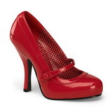 Rot Lack 12 cm retro vintage CUTIEPIE-02 mary jane pumps mit verstecktem plateau