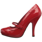 Rot Lack 12 cm retro vintage CUTIEPIE-02 mary jane pumps mit verstecktem plateau