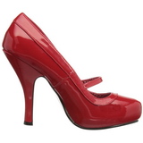 Rot Lack 12 cm retro vintage CUTIEPIE-02 mary jane pumps mit verstecktem plateau